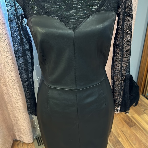 Zara Faux leather and Lace Dress - Picture 3 of 8